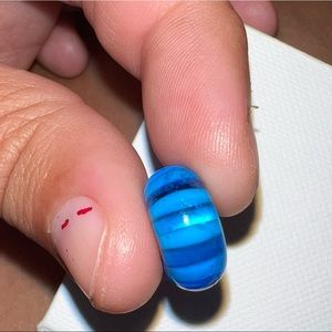 Blue glass multicolored Troll bead